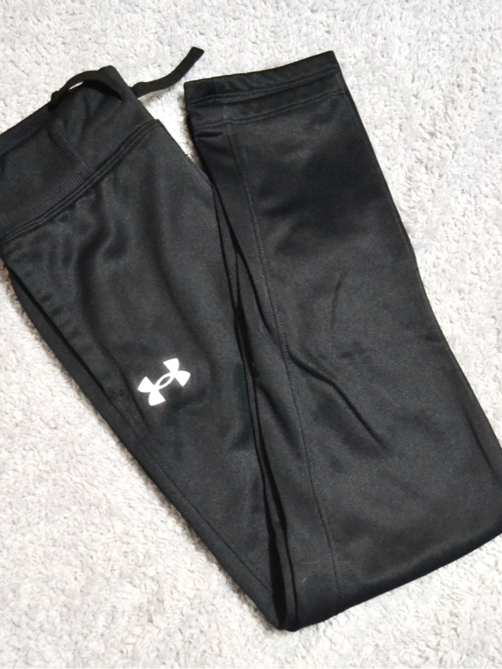 Under Armour Black Girls' Performance Leggings with White Logo